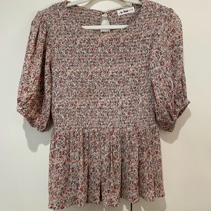 In Bloom, smocked floral print top.